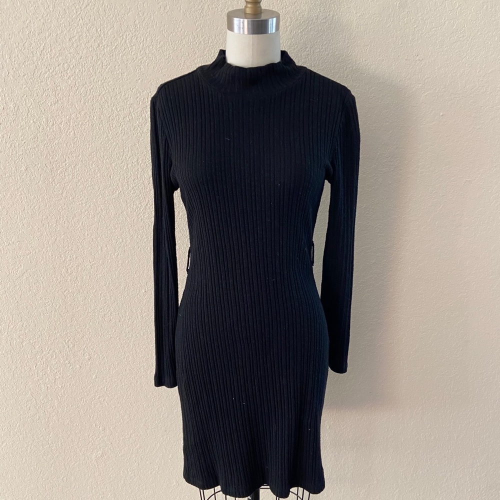 All black tight fitted Long sleeve dress